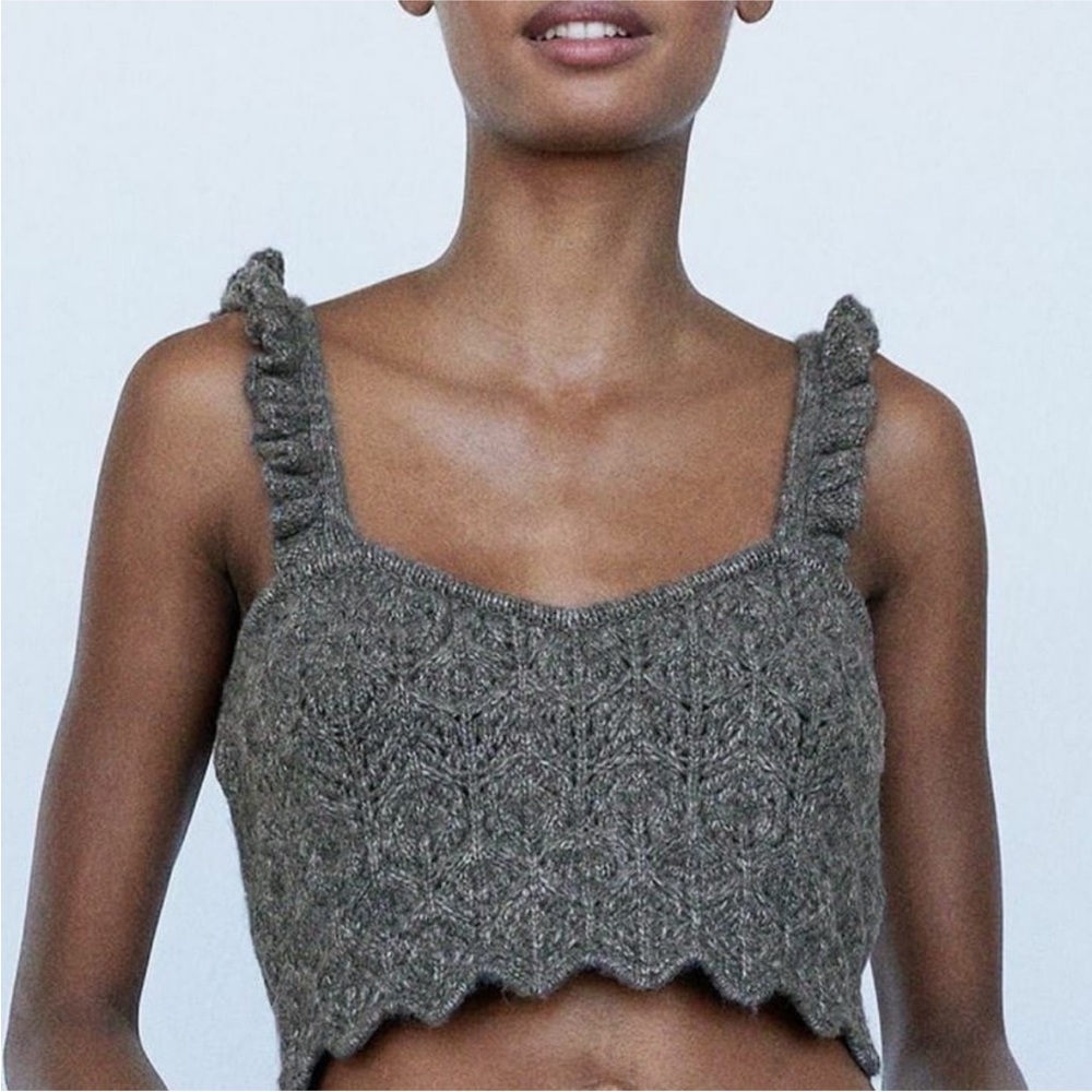 Zara knit crop top with ruffle straps - Picture 5 of 9
